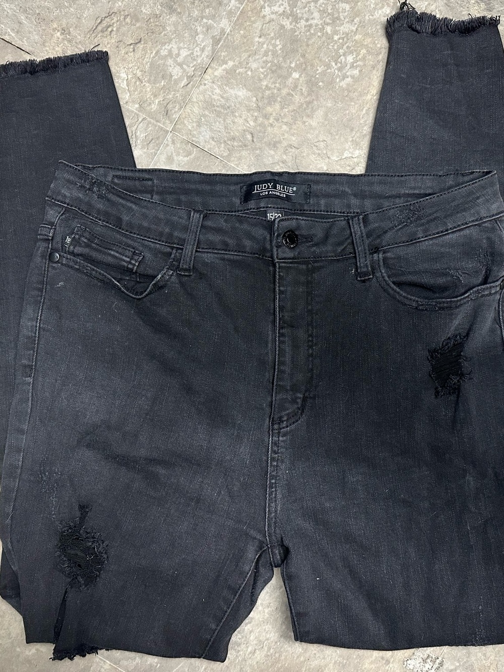 Judy Blue Washed Black Distressed High-Rise Skinny Jeans
